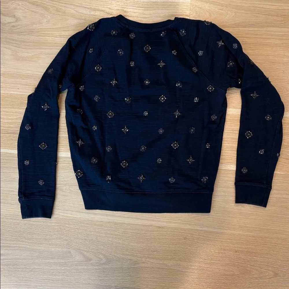J crew Navy Blue Embellished Sweatshirt size medium - Picture 3 of 4